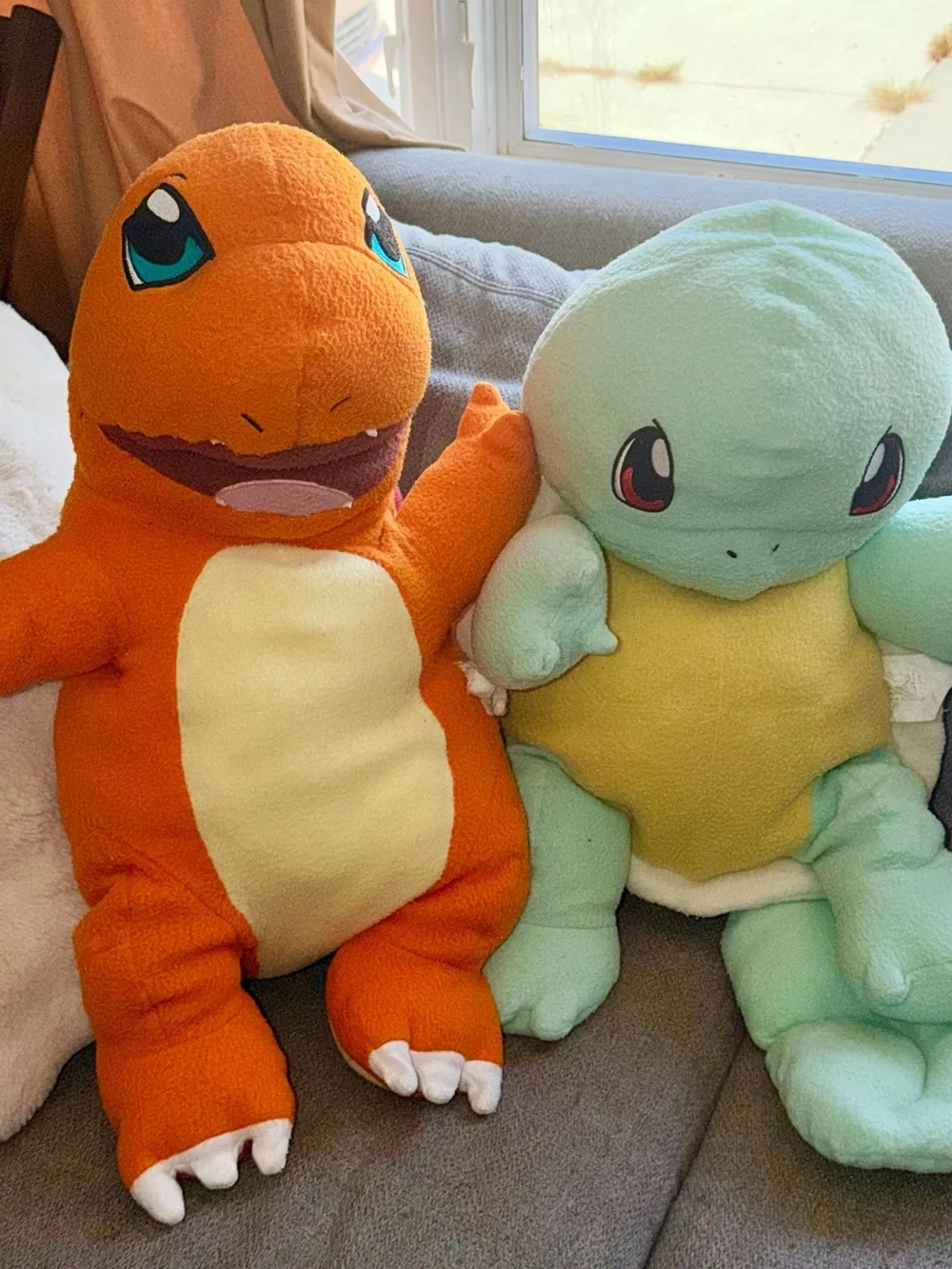 VTG 1990s Pokemon Plush SQUIRTLE  & Charmander Body Pillow Pal Cushion Cuddle